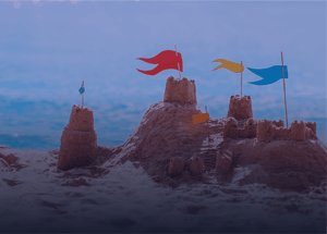 Sand castles on a beach