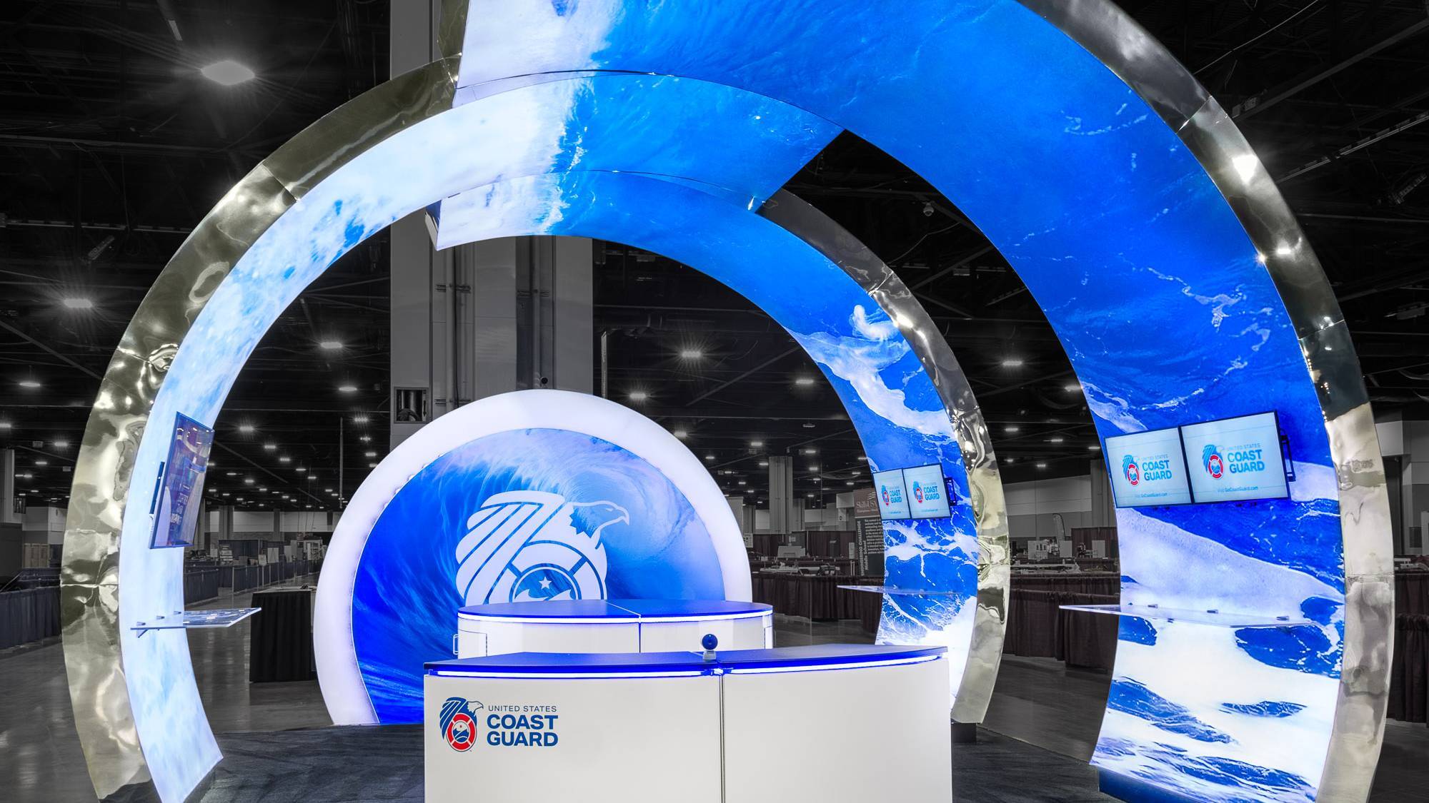 Coast Guard booth with LED visuals