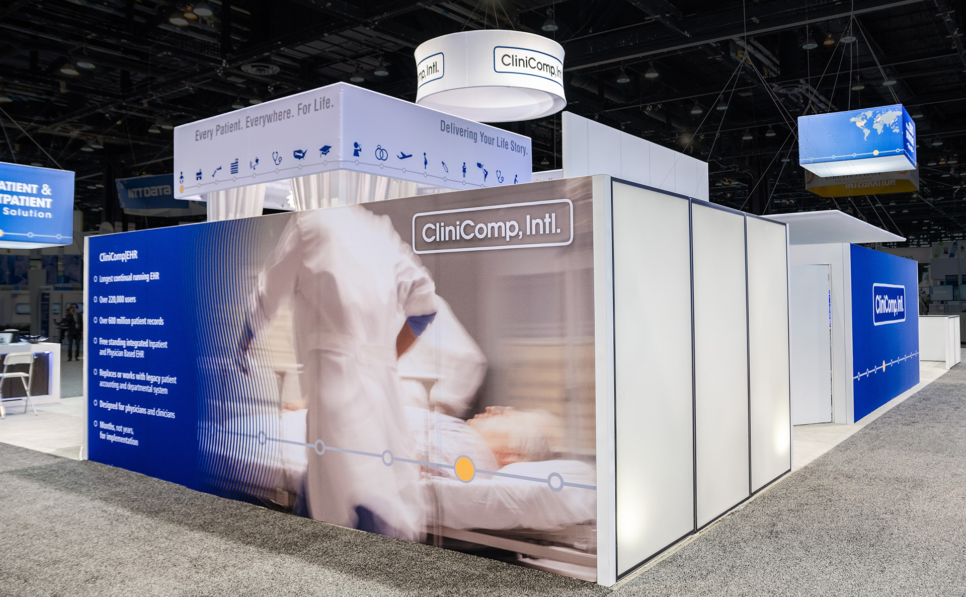 CliniComp booth with meeting room